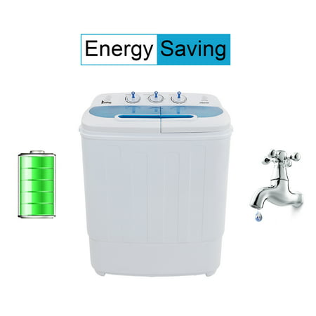 Portable Compact Mini Twin Tub Washing Machine w/Wash and Spin Cycle, 13Lbs Semi-automatic Washing Machine For Colthing, Camping, Apartments, Dorms, College Rooms, RV's and (Best Semi Automatic Washing Machine In India)