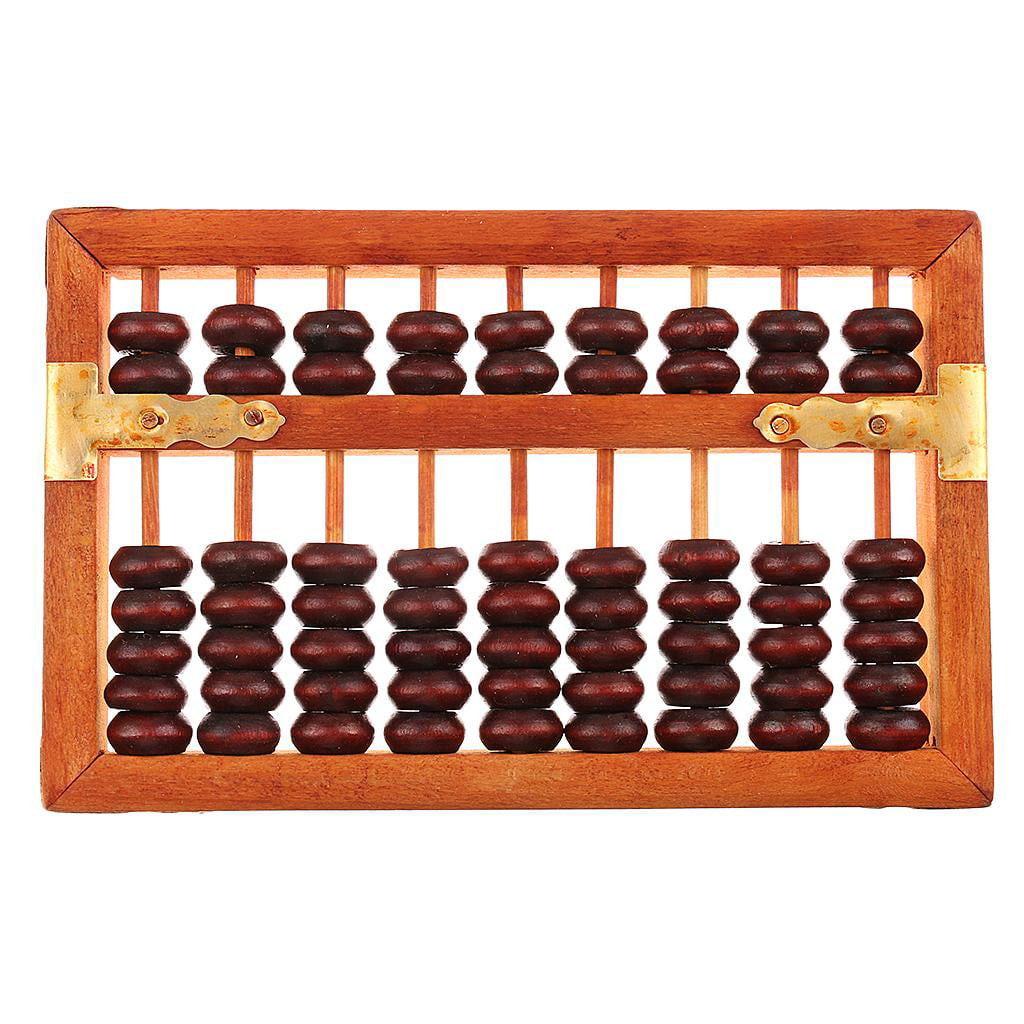 Vintage Chinese Wooden Bead 9 Rods Arithmetic Abacus for Children Adults 
