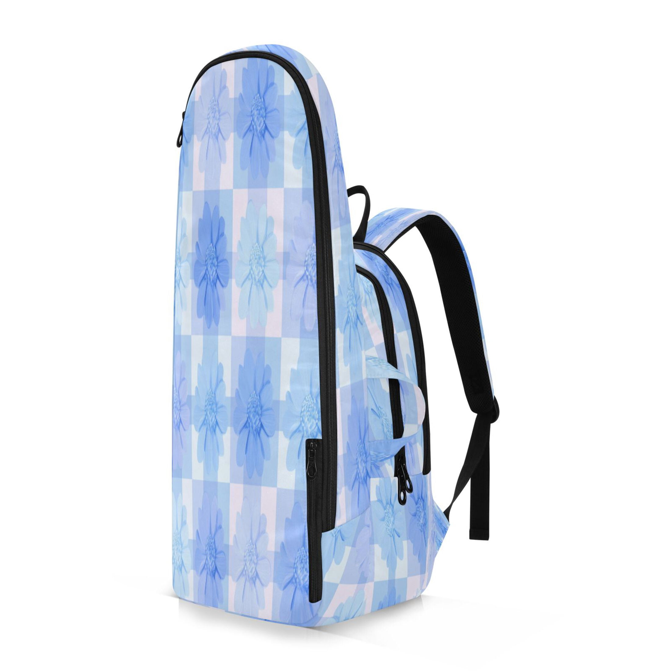 2 Racquet Holder Tennis Backpack Tennis Racket Covers Gym Bags Cute Blue Gingham Flowers