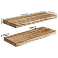 thumbnail image 5 of AOOOWER 2 Pieces Floating Shelves for Wall Natural Wood 40cm Sturdy Storage Organizers Light Brown Easy Mount Home Decors, 5 of 8