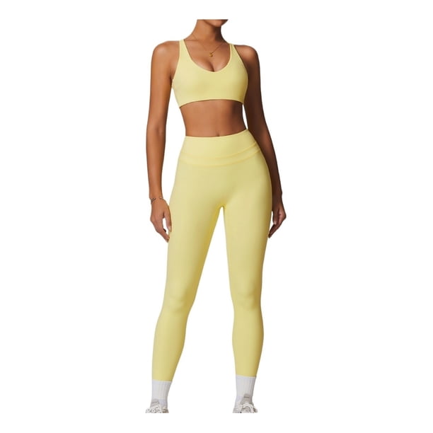 Conjuntos de entrenamiento for mujer, sujetador deportivo de 2 piezas, camiseta sin mangas, leggings de cintura alta, ropa deportiva for gimnasio y yoga, top de entrenamiento for mujer