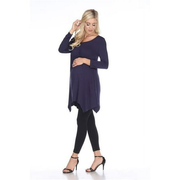 MTR1302-02-M Maternity Kayla Tunic Top, Navy - Medium