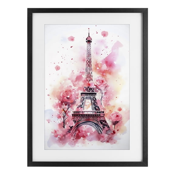 Stupell Industries Glam Eiffel Tower In Roses Black Framed Print Under Glass, 14 x 20, by Creative Studio