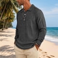 thumbnail image 6 of Havenx Mens Slub Cotton Linen Polo Shirts Long Sleeve Button Down Polo Shirt Collared Tshirts Ultra Comfortable Casual Soft Lightweight Clothes,Black XL, 6 of 7