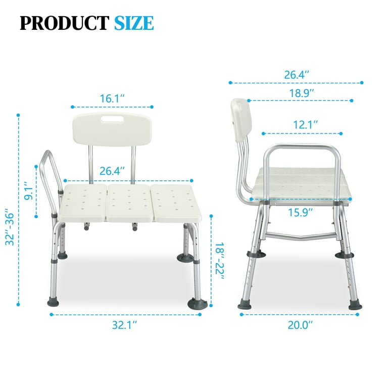 Ktaxon Transfer Bench Bath Shower Chair Seat Height Adjustable Shower Stool for Elderly Disabled Supports 330 lbs