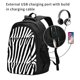 thumbnail image 2 of Balery Zebra Mochila con carga USB para hombre y mujer - Mochila impermeable y antirrobo para portátil con puerto USB para viajes, trabajo, estudios y universidad, 2 of 7