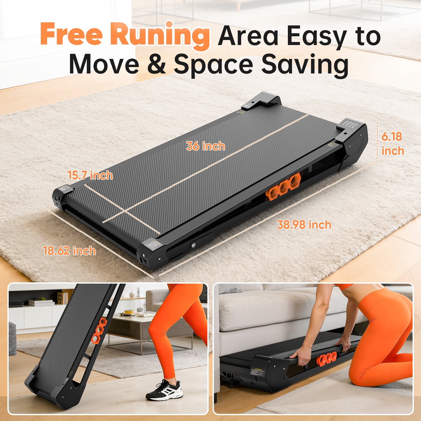 AKLUER Walking Pad Treadmill with Vibration Plate, Under Desk Treadmills with Incline, Low Noise Walking Pad for Home Small Spaces, Office, Remote Control & LED Display