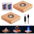 thumbnail image 1 of MYOUKE 4 inch Square LED Light Base Display Base Lighted Display Stand,16 Colored USB Light Table Light Base Wood Crystal Light Glass Art Table Centerpiece with Remote Control (4"-Square 2 Piece), 1 of 6