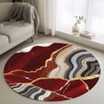 thumbnail image 2 of Red Marble Large Area Rugs for Bedroom Living Room, Soft Non Slip Carpet Bedside Rug, Grey Gold Texture Vintage Farmhouse Art Round Floor Cover Kitchen Accent Rug 3' for Dining Room/Office, 2 of 9