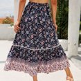 thumbnail image 4 of Aofany Women's Spring And Summer Vintage Boho Style Skirts Fashion Thin And Flowy Mid-Length Skirt Trend Drawstring Printed Skirt, 4 of 4