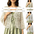 thumbnail image 4 of Women Crochet Shrug Knit Sweater, 3/4 Sleeve Cropped Cardigan | Tie Front Tops, Knit Cover up for Evening Dresses Dressy Casual, Ladies Eyelet Shawl Thin Formal, 4 of 4