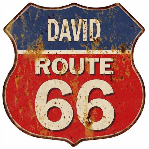 DAVID Route 66 Sign Shield Metal Gift Man Cave Red 211110005152