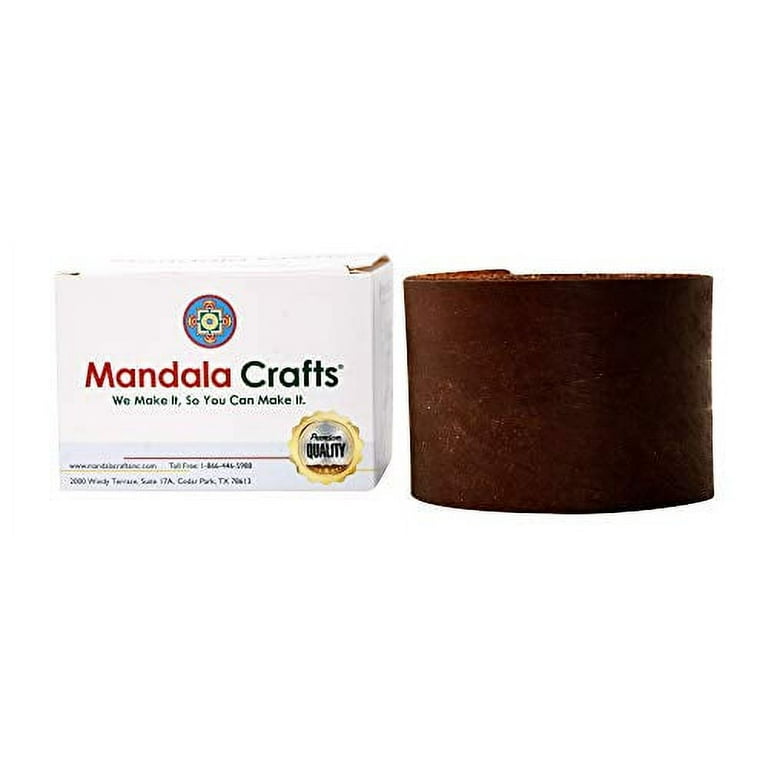 Mandala Crafts Genuine 1 Inch Wide Brown Leather Strap - Flat