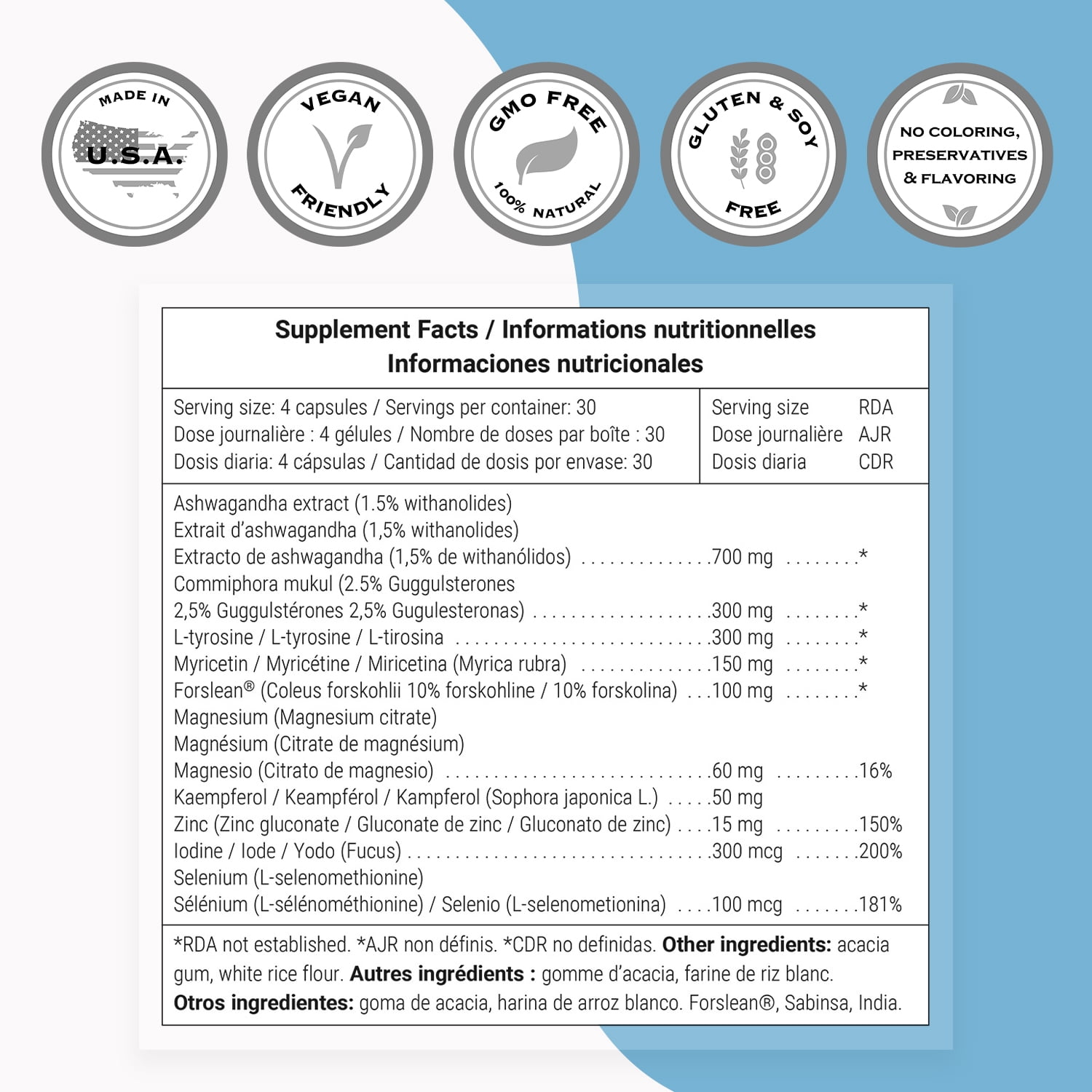 SuperSmart - Natural Thyroformula - with Iodine, Ashwagandha, L-Tyrosine | Non-GMO & Gluten Free - 120 Vegetarian Capsules