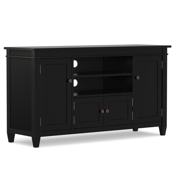 Carlton SOLID WOOD 54"WD Transitional TV Media Stand in Black For TVs upto 60"