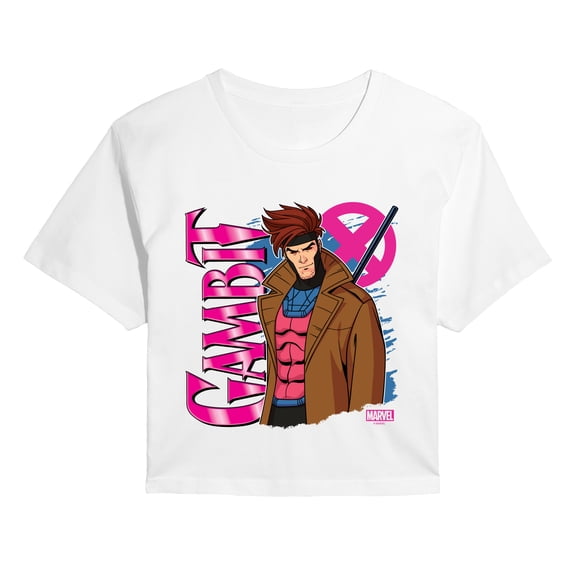 Marvel X-Men - Gambit With Logo - Juniors Cropped Graphic T-Shirt