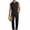 #0445-Black, variant on Ceisia Men Lapel Sleeveless Button Down Shirt and Belted Straight Leg Pants 2 Piece Linen Outfit Khaki XL Gift