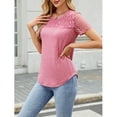 thumbnail image 4 of jinghuiyue Women’s Short Sleeve Shirts Dressy Lace Smocked Summer Tops Trendy Casual T shirts Cute Work Blouses M, 4 of 7