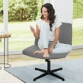 thumbnail image 5 of Home Office Chair Armless Criss Cross Legged Chair No Wheels, Wide Comfy Desk Chair Makeup Vanity Chair, Height Adjustable Swivel Fabric Computer Chair Task Chair, Grey, 5 of 7