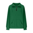 thumbnail image 4 of Women's Solid Color Lapel Zipper Sweatshirt, Lightweight Breathable No Hood Pullover Top with Casual Comfort Fit for Four Season Daily Wear, Travel, Home, Vacation and Street Fashion Green S, 4 of 6
