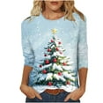thumbnail image 2 of Christmas Shirts for Women 3/4 Sleeve Tops Graphic Print Crewneck T Shirts Casual Loose Pullover Tunic Tops Cute Xmas Party Blouse, 2 of 4