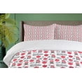 thumbnail image 4 of Ambesonne Cartoon Duvet Cover Sets, Girl in Strawberry Garden, 2-King, Dark Pink Charcoal Grey, 4 of 7