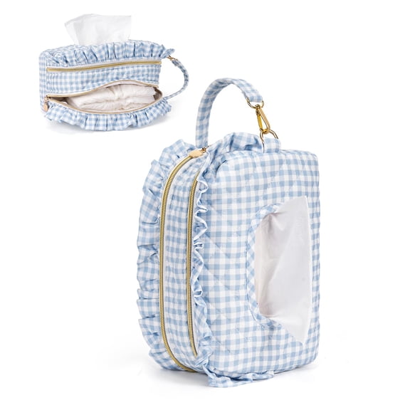 Diaper and Wipes Pouch Quilted Fabric - Portable Wipe Holder & Diaper Organizer for Stroller & Travel