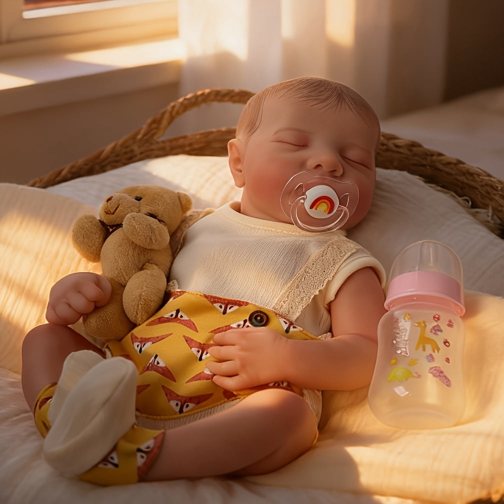 18 Inch Reborn Baby Doll Levi, Handmade Realistic Newborn Baby Doll, Full Vinyl Lifelike Baby Doll Collectible Toy, Home Decoration Gift For Birthday