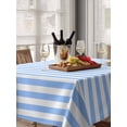 thumbnail image 6 of Blue White Stripe Table Cloth, Modern Minimalist Geometric Striped Waterproof Tablecloth for Rectangle Tables, Reusable Washable Fabric Table Cover for Restaurant Kitchen Dining Tables 60"x84", 6 of 6