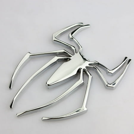 Many Auto Accessories - Auto Unique Spider Man Vehicle Tail Fender Car Stickers 3D Metal Car Decals silver