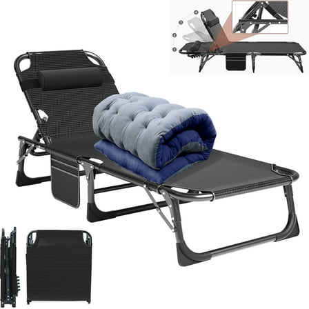 Folding Camping Cot Collapsing Bed with Pillow Use Heavy Duty Adults & Kid