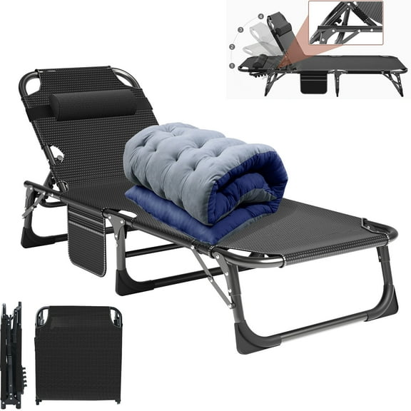 Folding Camping Cot Collapsing Bed with Pillow Use Heavy Duty Adults & Kid