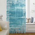 thumbnail image 4 of Teal Coastal Sheer Curtains 63 Inches Long, Summer Ocean Sea Ombre Starfish Corals Light Filering Curtains, Breathable Simi Curtain Privacy Drapes for Living Room Bedroom Lightweight Window Treatment, 4 of 6