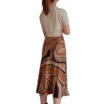 thumbnail image 4 of KOMOO Women A-Line Skirt Brown Stripe Printed Pattern High Waist Fishtail Skirt Vintage Long Skirt, 4 of 5