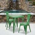 thumbnail image 4 of 23.75'' Square Green Metal Indoor-Outdoor Table Set with 2 Stack Chairs, 4 of 5
