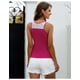 thumbnail image 5 of Blusa plisada de gasa sin mangas para mujer, color rojo rosa, grande brillar  Electrónica, 5 of 5