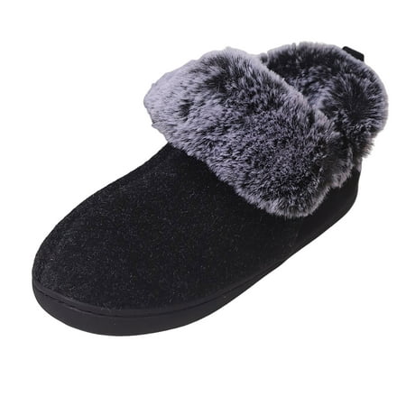 

nsendm Female Shoes Adult Slipper Socks for Women Grippers Fuzzy Flat Bottom Soft Comfortable Cotton Slippers Bear Slippers for Women Black 7