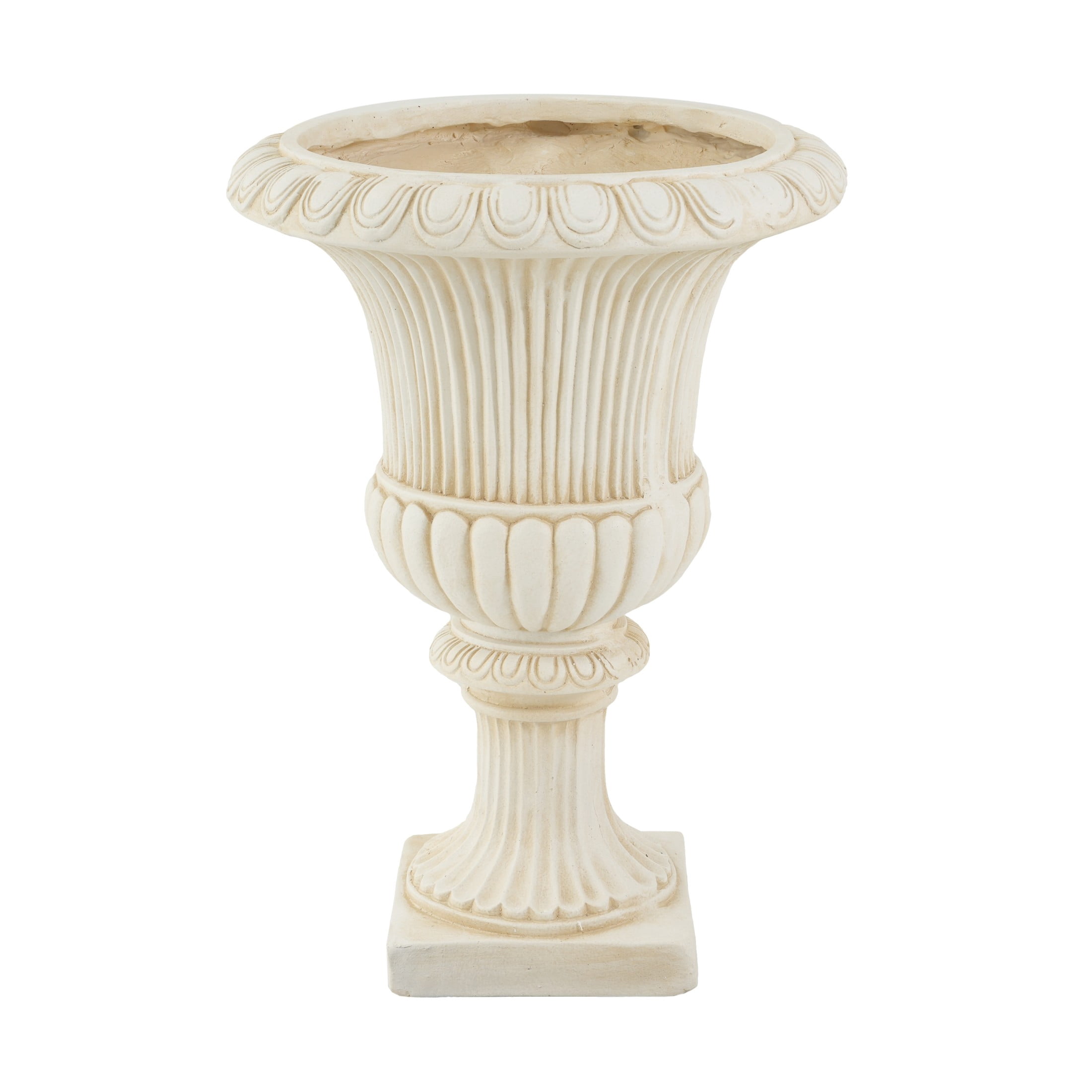 Christopher Knight Home 24"H Classical Fluted Urn Planter, Lightweight Flower Pot, Antique White