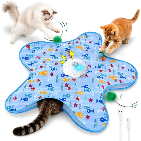 VOLIVO Interactive Cat Toys for Indoor Cats, 3-Mode Touch-Activated, Hide and Seek Cat Toy with Moving Concealed Feathers for Kittens Self Playing
