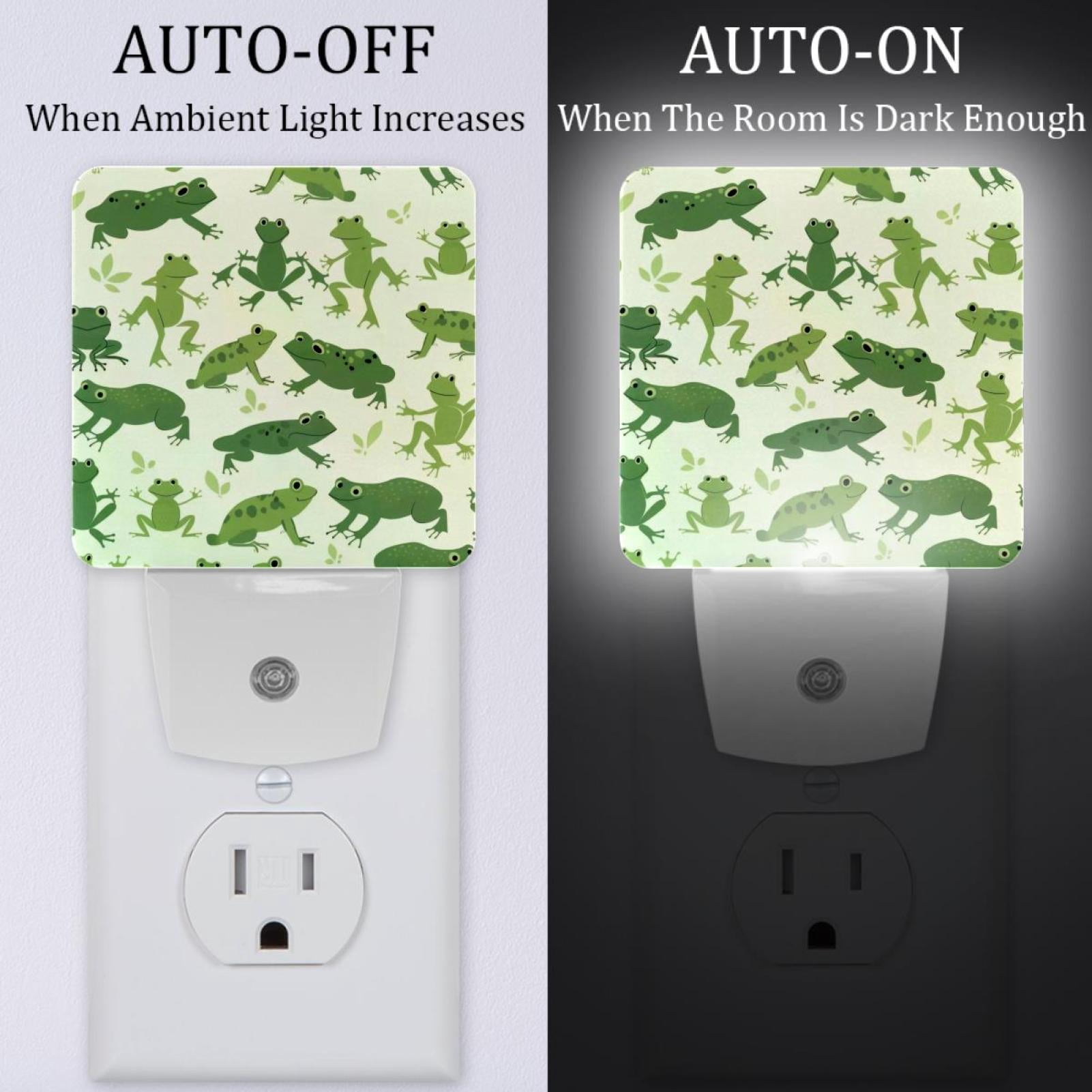 PhooArto Green Animal Froggy Pattern Plug in LED Night Light Auto Sensor Dusk to Dawn Decorative Night for Bedroom, Bathroom, Kitchen, Hallway, Stairs, Baby's Room, Energy Saving