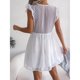 thumbnail image 4 of Vestido con cuello en V Lunares Manga con volantes Encaje Transpirable Vestido con dobladillo suelto Cintura alta Ropa de verano Blanco M, 4 of 6