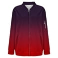 thumbnail image 4 of Women's Gradient Color Casual Windbreaker with Zippered Sleeve Pockets, Lightweight Soft Fabric Jacket for Daily Wear, Comfortable Outdoor Zipper Coat with Fashionable Ombre Design Red S, 4 of 7