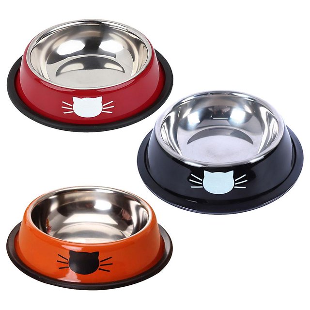 3 piezas de cuenco para gatos, cuenco para mascotas, cuenco de acero inoxidable para comida y agua para gatos con base de goma antideslizante, estilo 4