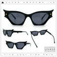 thumbnail image 2 of Vintage Golden Era Narrow Cat Eye Luxury Chic Plastic Sunglasses All Black, 2 of 8