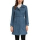 thumbnail image 1 of Abrigo de ante sintético INSPIRE CHIC para mujer, chaqueta larga con cinturón y cremallera, diseño a la moda, talla M azul, 1 of 6