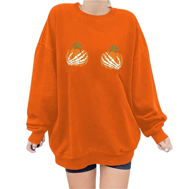 Sudadera Para Mujer Sudaderas Con Cuello Redondo Moda de Acción de Gracias Impreso Blusa Suelta de Manga Larga Cuello Redondo Casual Pullover Tops Sweatershirt Odeerbi ODB132013