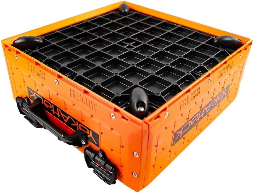 YakAttack ShortStak Solo Storage Crate W/ Lid 13"x13" Low-Profile Orange