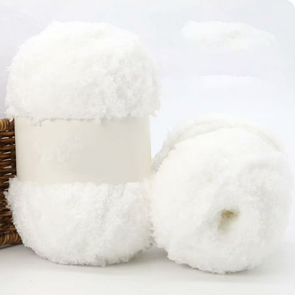 BUYISI Sans Boulochage, Doux pour la Peau, Chapeau et Poupée au Crochet Faits à la Main avec Pelote de Fil en Molleton Corail, Parfait pour Divers Projets, Blanc