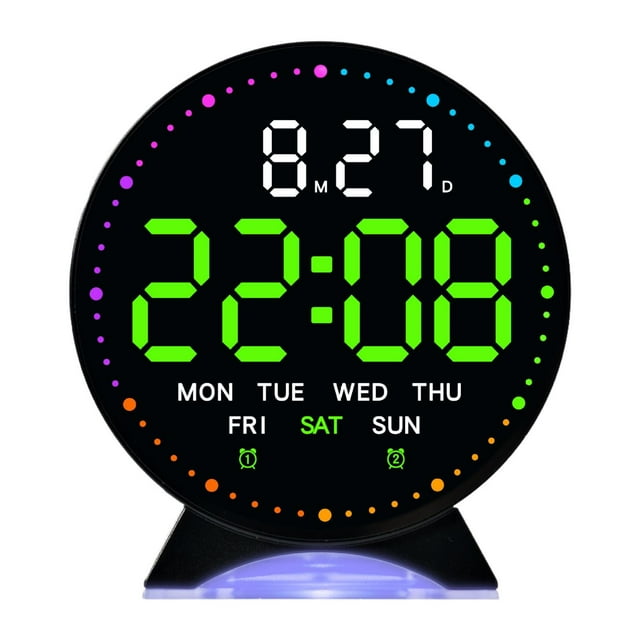 Reloj despertador digital, reloj de noche, reloj LED, relojes digitales para dormitorio y cocina. Negro Verde