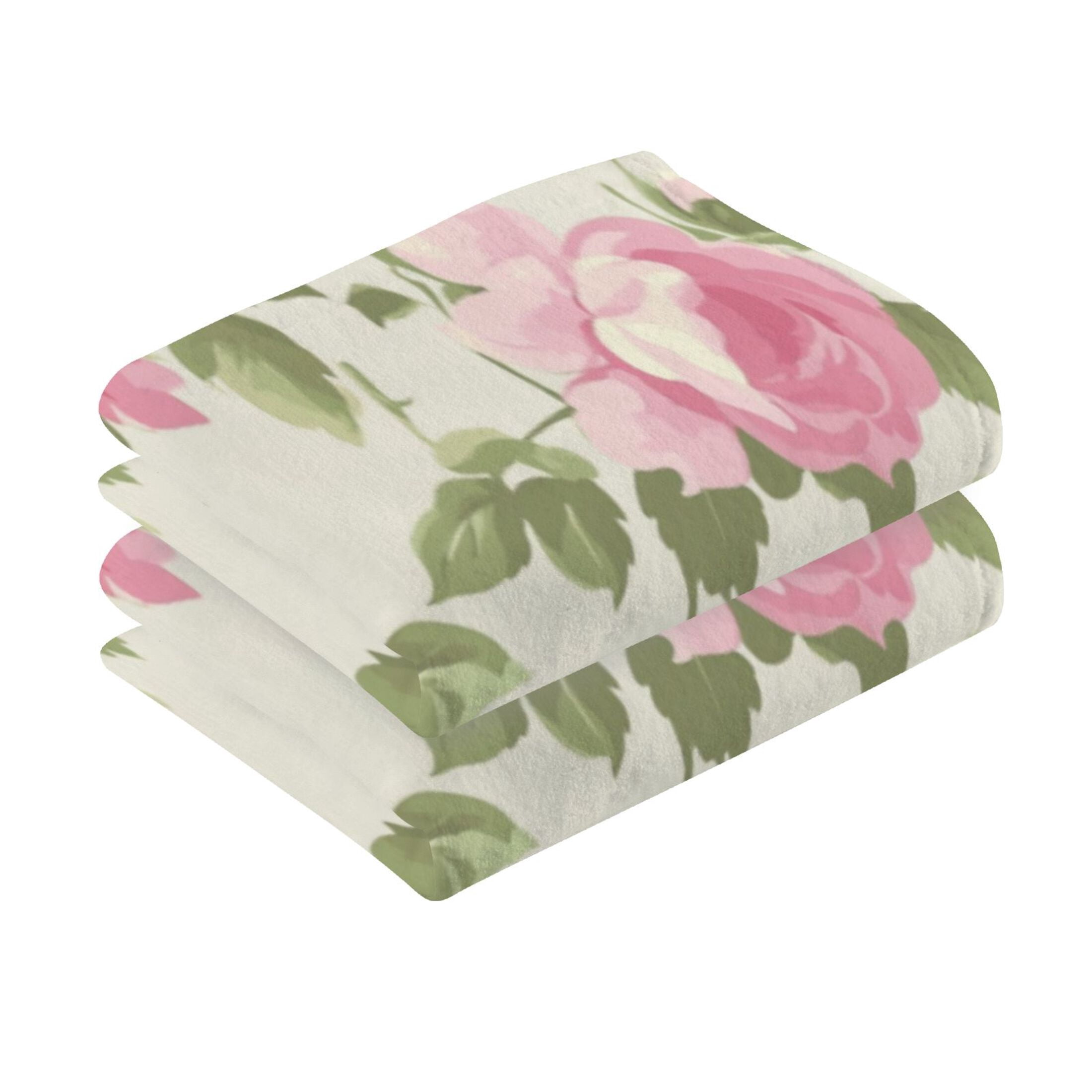 Cotton Towel Two-Piece 16x28 Inch One Sizex2 Face Towel Set Towel Set Cotton Hand Bath Towel Bathroom Beach Pretty Pink Rose